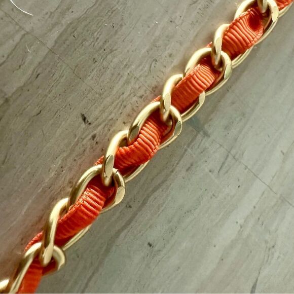 Chico’s Orange Quilted Crossbody Bag. - Picture 5 of 8